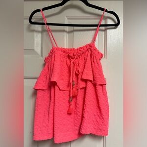 EUC Lilly Pulitzer Ruffle Tassle Tank, Size S, Hot Pink